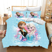 Frozen Duvet Cover Queen King Size Comforter Bedding Sets Cute Children Cartoon 3 - Piece Set - Lusy Store LLC