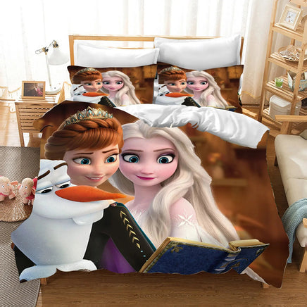 Frozen Duvet Cover Queen King Size Comforter Bedding Sets Cute Children Cartoon 3 - Piece Set - Lusy Store LLC