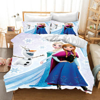 Frozen Duvet Cover Queen King Size Comforter Bedding Sets Cute Children Cartoon 3 - Piece Set - Lusy Store LLC