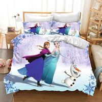 Frozen Duvet Cover Queen King Size Comforter Bedding Sets Cute Children Cartoon 3 - Piece Set - Lusy Store LLC