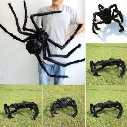 Halloween Giant Black Plush Spider Decoration - Lusy Store LLC