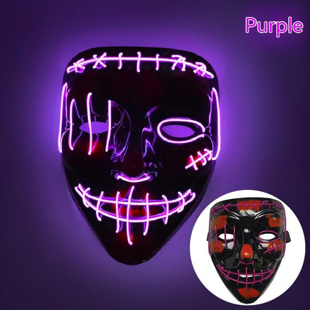 Halloween LED Luminous V - shaped Mask: Stand out with a glowing V - shaped mask - Lusy Store LLC