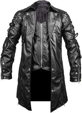 Halloween Medieval Style Leather Coat for Plus Size Punk Goth Costume - Lusy Store LLC