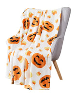 Halloween Pumpkin Bat Holiday Flannel Blanket - Lusy Store LLC