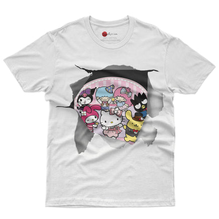 Hello Kitty and friend tee shirt - Cute funny graphic tees - Unisex novelty cotton t shirt - Lusy Store LLC