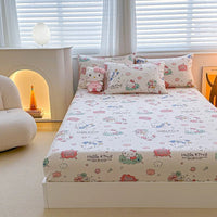 Hello Kitty Bed Mattress Cover Kawaii Cartoon Cinnamoroll Kuromi Bed Linen Fitted Sheet Single Queen Size - Lusy Store LLC