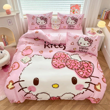 Hello Kitty Bedding Set My Melody Duvet Cover Pink Princess Style Bedroom Decoration Gift - Lusy Store LLC