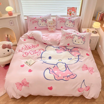 Hello Kitty Bedding Set My Melody Duvet Cover Pink Princess Style Bedroom Decoration Gift - Lusy Store LLC