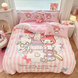 Hello Kitty Bedding Set My Melody Duvet Cover Pink Princess Style Bedroom Decoration Gift - Lusy Store LLC