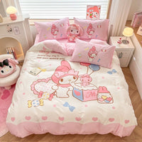 Hello Kitty Bedding Set My Melody Duvet Cover Pink Princess Style Bedroom Decoration Gift - Lusy Store LLC