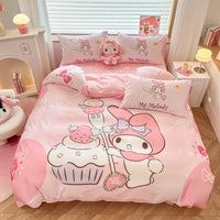 Hello Kitty Bedding Set My Melody Duvet Cover Pink Princess Style Bedroom Decoration Gift - Lusy Store LLC