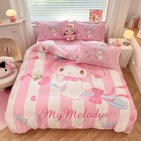 Hello Kitty Bedding Set My Melody Duvet Cover Pink Princess Style Bedroom Decoration Gift - Lusy Store LLC