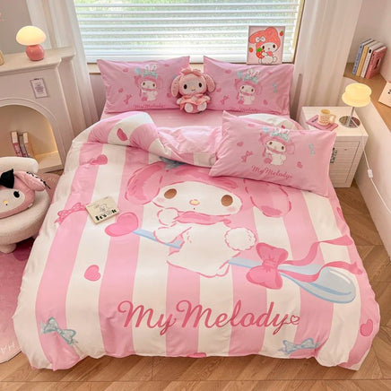 Hello Kitty Bedding Set My Melody Duvet Cover Pink Princess Style Bedroom Decoration Gift - Lusy Store LLC