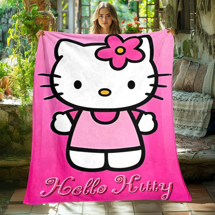 Hello Kitty Blanket Lightweight Flannel Throw For Sofa Bedroom Travel Camping Livingroom Office - Lusy Store LLC