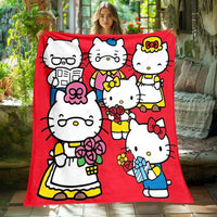 Hello Kitty Blanket Lightweight Flannel Throw For Sofa Bedroom Travel Camping Livingroom Office - Lusy Store LLC