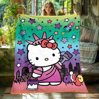 Hello Kitty Blanket Lightweight Flannel Throw For Sofa Bedroom Travel Camping Livingroom Office - Lusy Store LLC