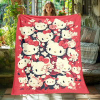 Hello Kitty Blanket Lightweight Flannel Throw For Sofa Bedroom Travel Camping Livingroom Office - Lusy Store LLC