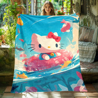 Hello Kitty Blanket Lightweight Flannel Throw For Sofa Bedroom Travel Camping Livingroom Office - Lusy Store LLC