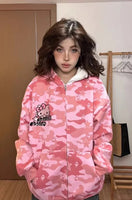 Hello Kitty Camo Zip Up Hoodie - Lusy Store LLC