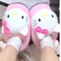 Hello Kitty Cotton Slippers Winter Foam Lover Pink Red - Lusy Store LLC