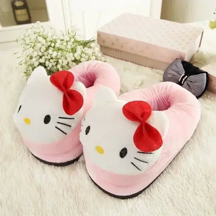 Hello Kitty Cotton Slippers Winter Foam Lover Pink Red - Lusy Store LLC