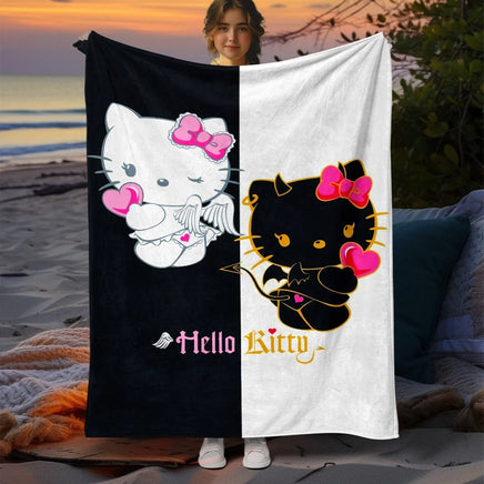 Hello Kitty Cute Blanket Lightweight Flannel for Sofa Bed Thin Blanket Camping Livingroom Picnic - Lusy Store LLC