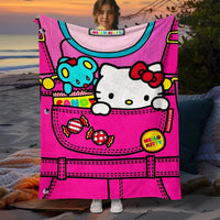 Hello Kitty Cute Blanket Lightweight Flannel for Sofa Bed Thin Blanket Camping Livingroom Picnic - Lusy Store LLC