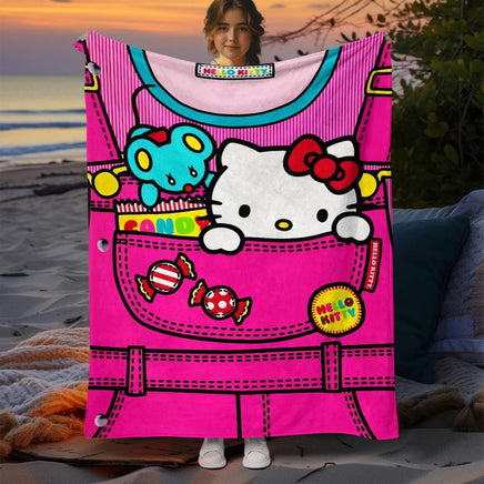 Hello Kitty Cute Blanket Lightweight Flannel for Sofa Bed Thin Blanket Camping Livingroom Picnic - Lusy Store LLC