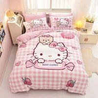 Hello Kitty Duvet Cover Bedding Set Cute Cartoon Bedroom Decoration Children Teens Girl Birthday Gifts - Lusy Store LLC