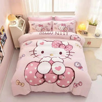 Hello Kitty Duvet Cover Bedding Set Cute Cartoon Bedroom Decoration Children Teens Girl Birthday Gifts - Lusy Store LLC