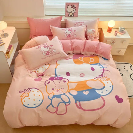 Hello Kitty Duvet Cover Cute Cartoon King Queen Full Size Comforter Cover Pillowcase Gifts Bedroom Decor - Lusy Store LLC