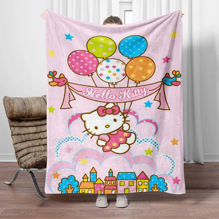 Hello Kitty Flannel Blanket Four Seasons For Sofa Bedroom Livingroom Travel Picnic Blanket Gifts - Lusy Store LLC