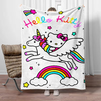 Hello Kitty Flannel Blanket Four Seasons For Sofa Bedroom Livingroom Travel Picnic Blanket Gifts - Lusy Store LLC