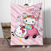 Hello Kitty Flannel Blanket Four Seasons For Sofa Bedroom Livingroom Travel Picnic Blanket Gifts - Lusy Store LLC