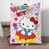 Hello Kitty Flannel Blanket Four Seasons For Sofa Bedroom Livingroom Travel Picnic Blanket Gifts - Lusy Store LLC