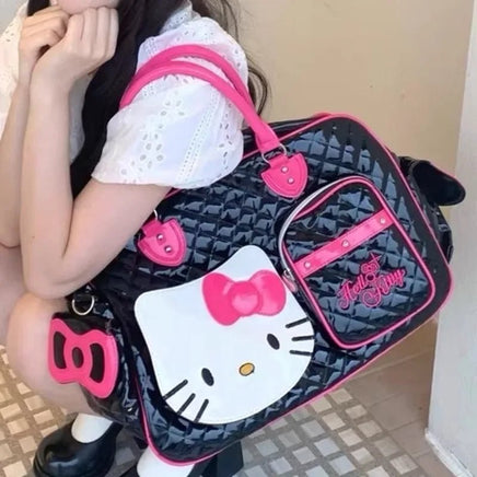 Hello Kitty Large Capacity Crossbody Bag Pink Shoulder Bags For Women Y2k Sweet Girl PU Leather Handbag - Lusy Store LLC