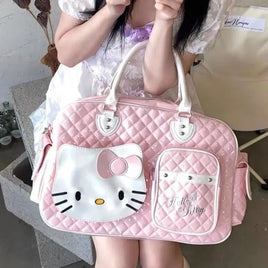 Hello Kitty Large Capacity Crossbody Bag Pink Shoulder Bags For Women Y2k Sweet Girl PU Leather Handbag - Lusy Store LLC