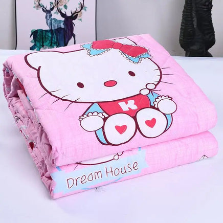 Hello Kitty Quilt Air Conditioning Sanrio Cartoon Machine Washable Single Dormitory Quilt Bedding Set - Lusy Store LLC