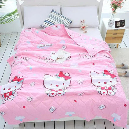 Hello Kitty Quilt Air Conditioning Sanrio Cartoon Machine Washable Single Dormitory Quilt Bedding Set - Lusy Store LLC