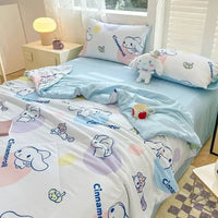 Hello Kitty Quilt Anime Bedding Quilt Cover Student Bedding Soft Microfiber Bedspread Lightweight Coverlet - Lusy Store LLC