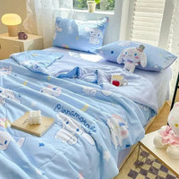 Hello Kitty Quilt Anime Bedding Quilt Cover Student Bedding Soft Microfiber Bedspread Lightweight Coverlet - Lusy Store LLC