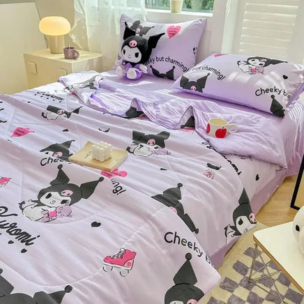 Hello Kitty Quilt Anime Bedding Quilt Cover Student Bedding Soft Microfiber Bedspread Lightweight Coverlet - Lusy Store LLC