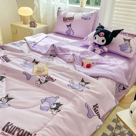 Hello Kitty Quilt Anime Bedding Quilt Cover Student Bedding Soft Microfiber Bedspread Lightweight Coverlet - Lusy Store LLC