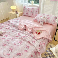 Hello Kitty Quilt Anime Bedding Quilt Cover Student Bedding Soft Microfiber Bedspread Lightweight Coverlet - Lusy Store LLC