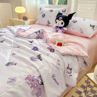 Hello Kitty Quilt Anime Bedding Quilt Cover Student Bedding Soft Microfiber Bedspread Lightweight Coverlet - Lusy Store LLC