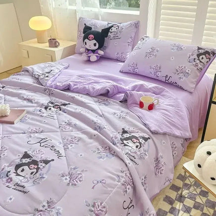 Hello Kitty Quilt Anime Bedding Quilt Cover Student Bedding Soft Microfiber Bedspread Lightweight Coverlet - Lusy Store LLC