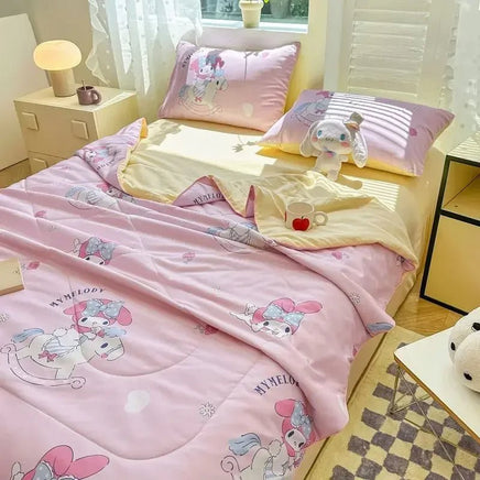 Hello Kitty Quilt Anime Bedding Quilt Cover Student Bedding Soft Microfiber Bedspread Lightweight Coverlet - Lusy Store LLC