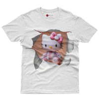 Hello kitty tee shirt - 3D cute funny graphic tees - Unisex novelty cotton t shirt - Lusy Store LLC