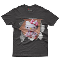 Hello kitty tee shirt - 3D cute funny graphic tees - Unisex novelty cotton t shirt - Lusy Store LLC