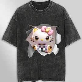 Hello kitty tee shirt - 3D luxury cute funny graphic tees - Unisex wide sleeve style - Lusy Store LLC